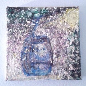 SOLD Gondola Ski Art Painting 6 x 6"